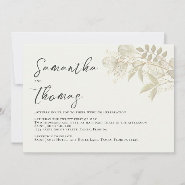 Invitación Foliage Elegante Verdor Sage Sale Foliage (Anverso)