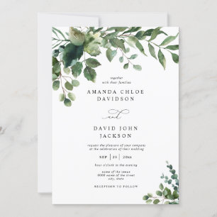 Invitación Foliage Eucalyptus Elegante Boda Rústico