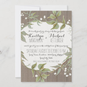 Invitación Foliage Fence Laurel Foliage con Flores Wreath