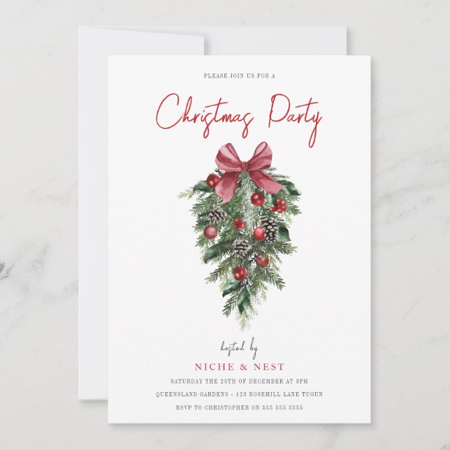 Invitación Foliage festivo Fiesta navidades (Anverso)