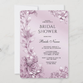 Invitación Foliage floral rosa ducha de novia