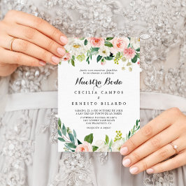 Invitación Foliage Floral Verde Simple Nuestra Boda Boda