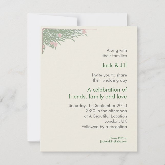 Invitación Foliage (fondo beige) 4,25 x 5,5 (Anverso)