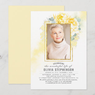 Invitación Foliage Funeral Amarillo Faded Foliage Foto