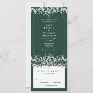 Invitación Foliage Lilac Verde Esmeralda Todo En Un Boda