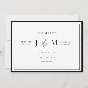 Invitación Foliage moderna y minimalista para guardar la fech