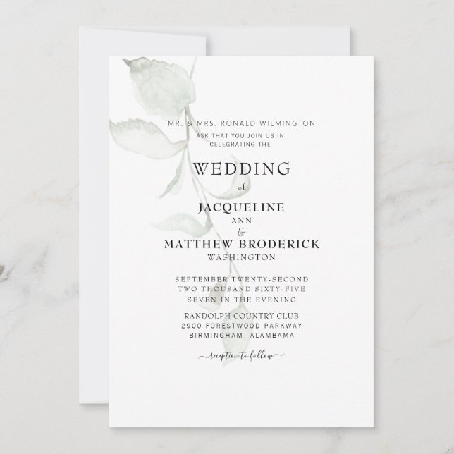 Invitación Foliage moderno Boda de padres de novia (Anverso)
