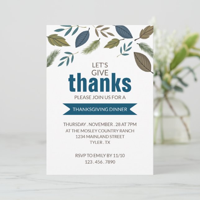 Invitación Foliage moderno, cena de Acción de Gracias (Anverso de pie)