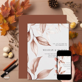 Invitación Foliage moderno de hojas esbozadas en terracota