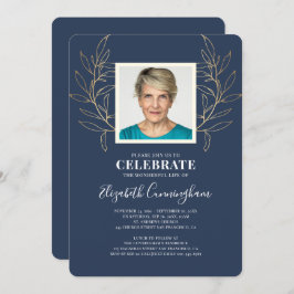 Invitación Foliage moderno deja un memorial fotográfico