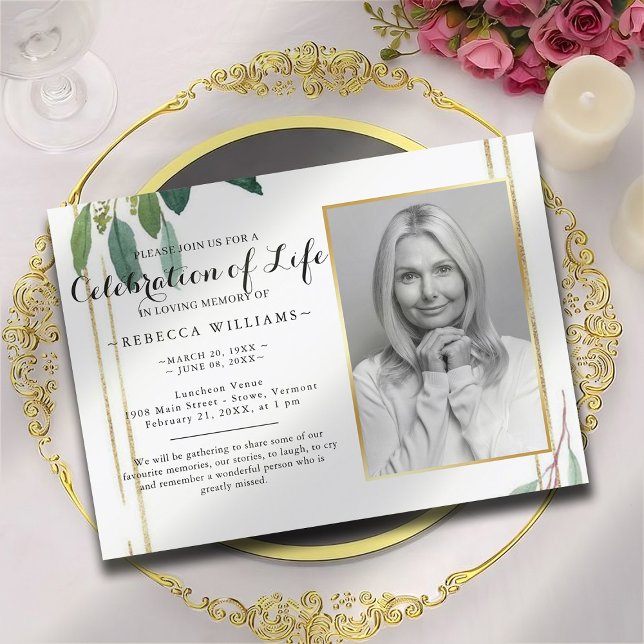 Invitación Foliage moderno foto botánica celebración de la vi (Subido por el creador)