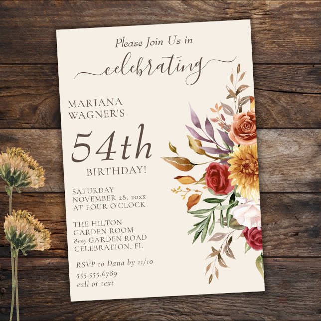 Invitación Foliage otoño Colores marfil cumpleaños (Subido por el creador)