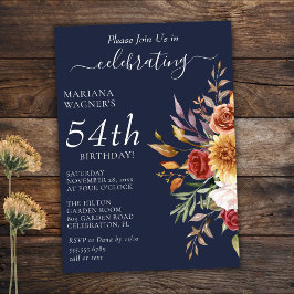 Invitación Foliage otoño Colores marina azul cumpleaños
