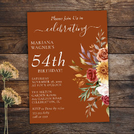 Invitación Foliage otoño colores terracota cumpleaños