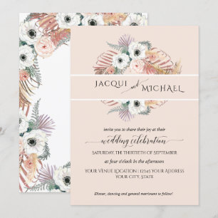 Invitación Foliage Pampas Grass de Palmilla Floral Boho White