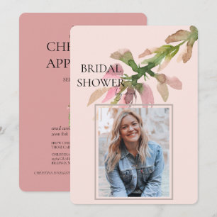Invitación Foliage Photo Bridal Shower por Mail Soft Toned