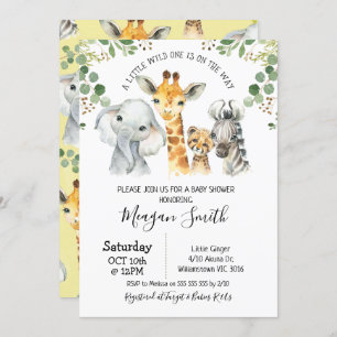 Invitación Foliage ruso Safari Animales Baby Shower