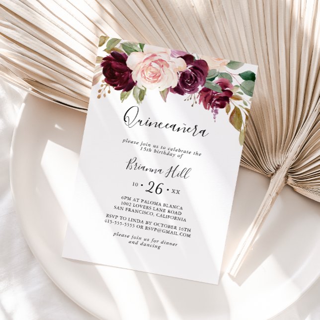 Invitación Foliage rústico floral y botánico Quinceañera (Subido por el creador)