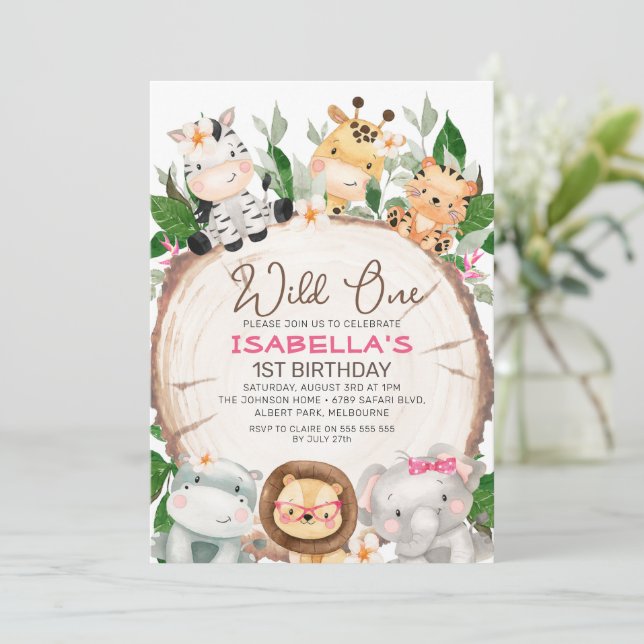 Invitación Foliage Safari Nacimiento de los Chicas de leña (Anverso de pie)