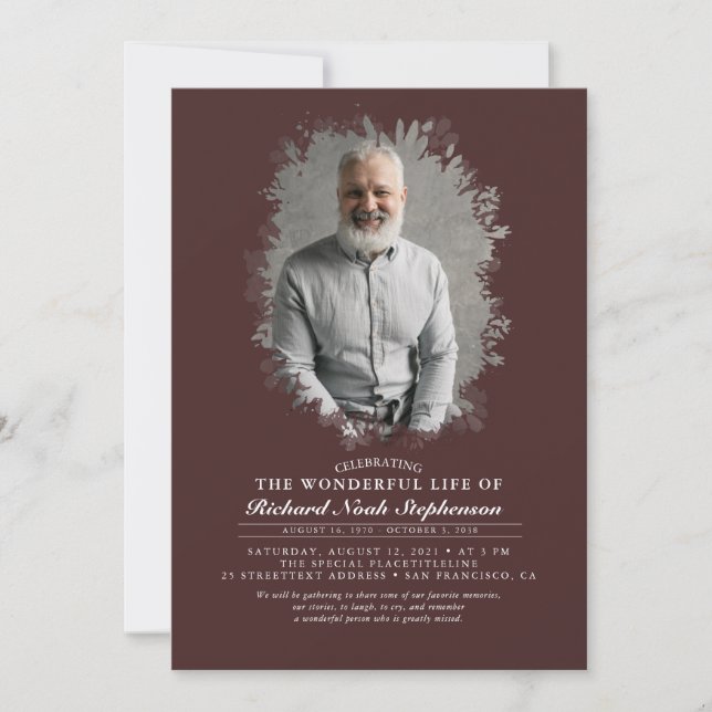 Invitación Foliage Siluhouette Funeral (Anverso)