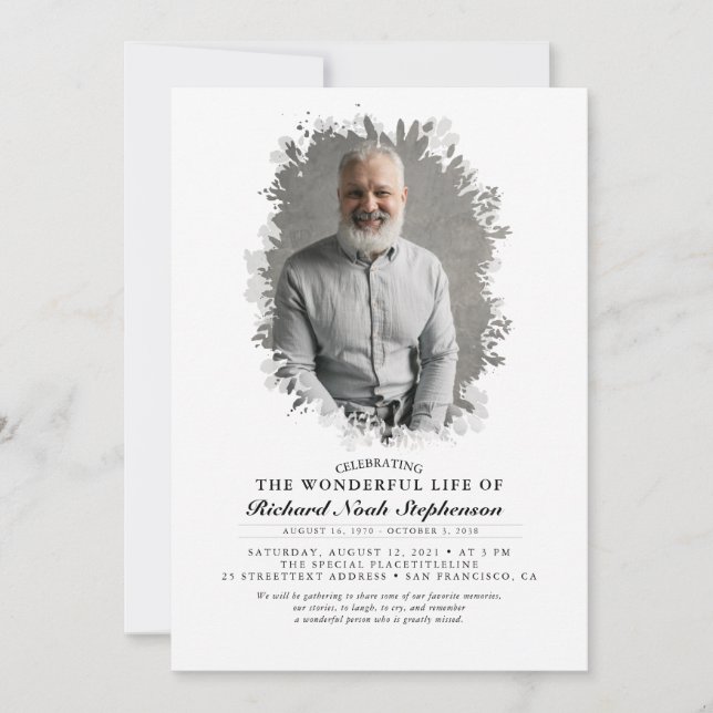 Invitación Foliage Siluhouette Funeral (Anverso)