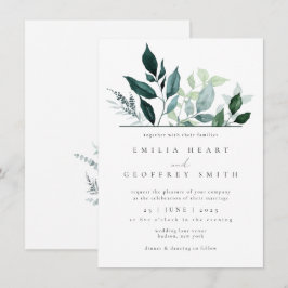 Invitación Foliage simple deja al Boda de Woodland Garden