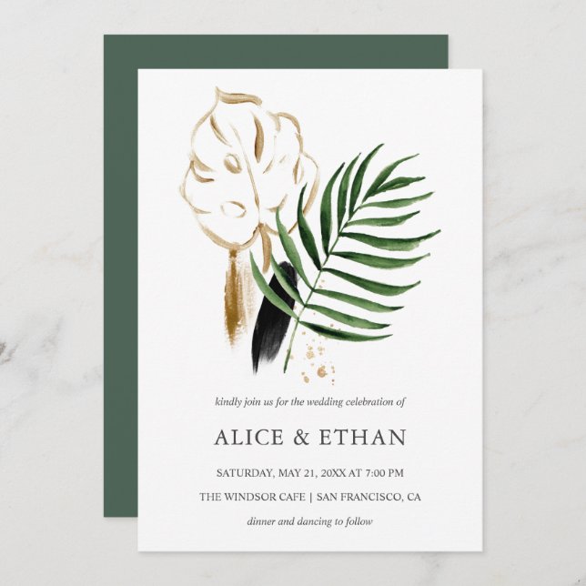 Invitación Foliage Tropical Greeneration Boda (Anverso / Reverso)