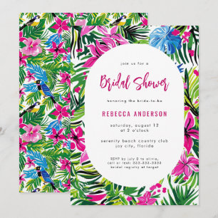 Invitación Foliage tropical Hawaii Luau Boda ducha de novia