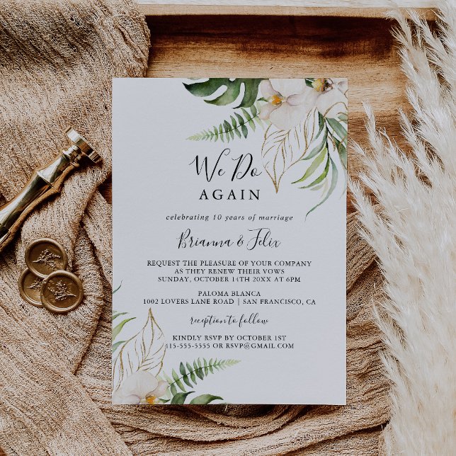 Invitación Foliage Tropical Oro Que Volvemos A Hacer (Subido por el creador)