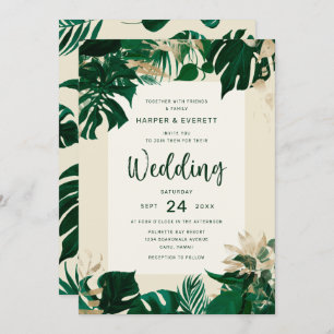 Invitación Foliage tropical temática con Boda de oro