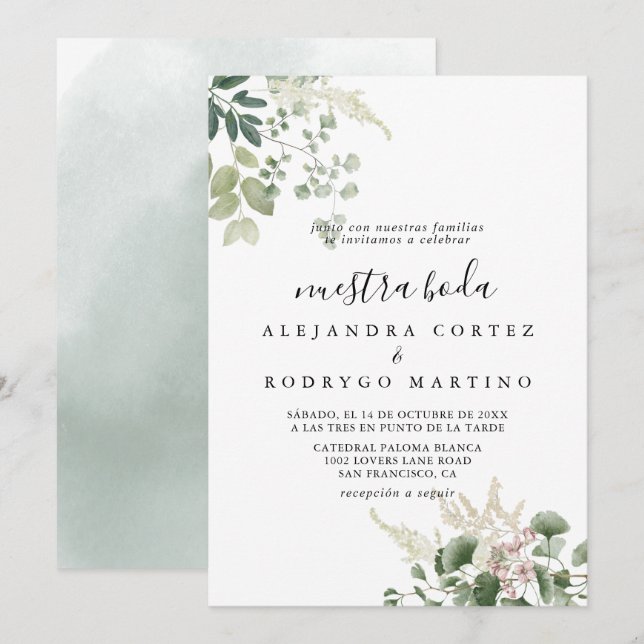 Invitación Foliage Veraniego Floral Nuestra Boda Boda (Anverso / Reverso)
