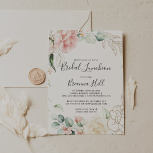 Invitación Foliage verde dorado Bridal Luncheon Bridal Shower