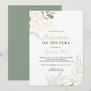 Invitación Foliage verde oro Ducha de novias española