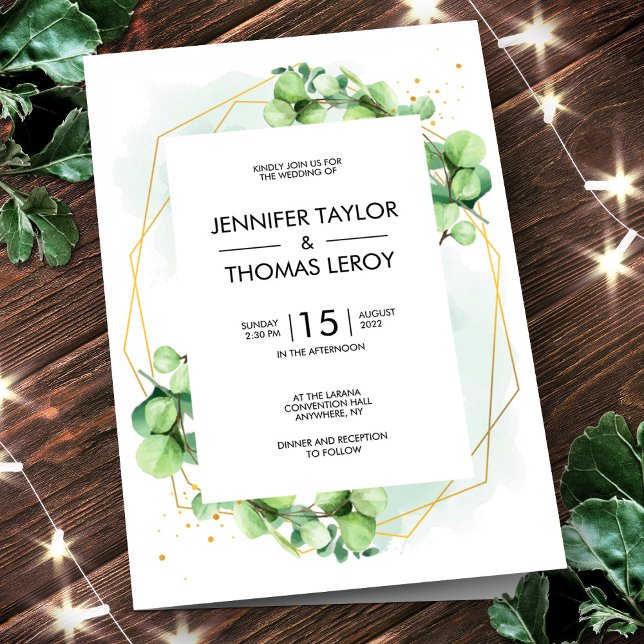 Invitación Foliage verde sabio Boda ruso elegante moderno (Subido por el creador)