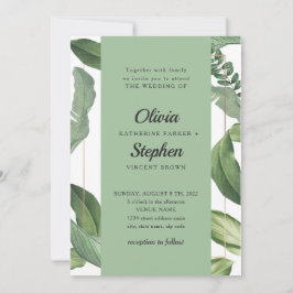 Invitación Foliage verde tropical. Boda botánica elegante