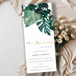 Invitación Foliage verde tropical de Monstera la mañana sigui