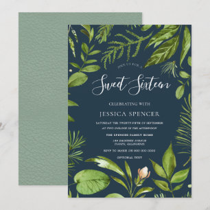 Invitación Foliage Verdes Naturaleza moderna Dulce Invite 16 