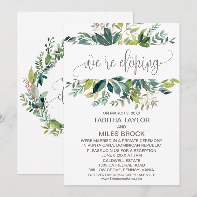 Invitación Foliage We're Elopement Reception (Anverso / Reverso)