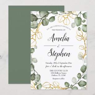 Invitación Foliage Wreath Eucalyptus Boda