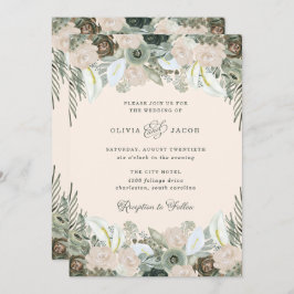 Invitación Foliage y Floral | Boda Rosa Rubor