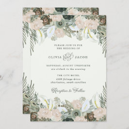Invitación Foliage y Floral| Boda verde claro
