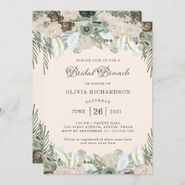 Invitación Foliage y Floral| Rubor Pink Bridal Brunch