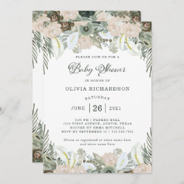 Invitación Foliage y Floral | Sage Green Baby Shower