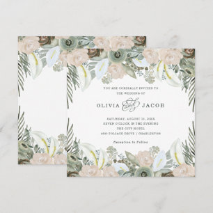 Invitación Foliage y Floral   Sage Green Boda