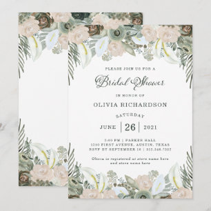 Invitación Foliage y Floral   Sage Green Bridal Shower