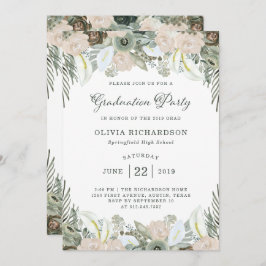 Invitación Foliage y Floral| Sage Green Graduation Party