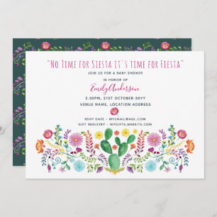 Invitación Folk Fiesta Baby Shower Invitar a Watercolor Cacti