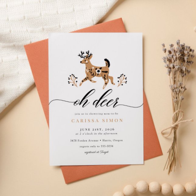 Invitación Folk Woodland Oh Deer Rustic Baby Shower (Subido por el creador)