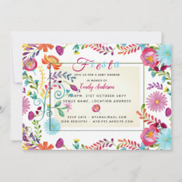 Invitación Folkart Fiesta Baby Shower invita a la acuarela