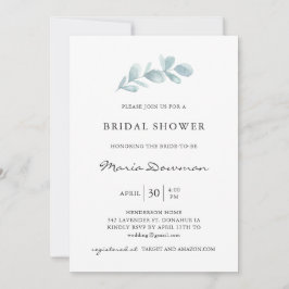 Invitación Follaje aireado Eucalyptus Elegante Bridal Shower 
